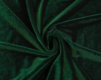 Hunter Green Stretch Velvet Fabric by the yard or wholesale - 1 Yard Style 1001
