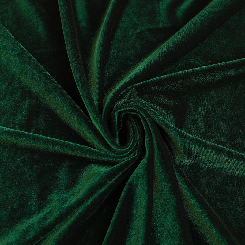 Hunter Green Stretch Velvet Fabric by the yard or wholesale