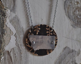 Embossed Brass Nature Montana Necklace
