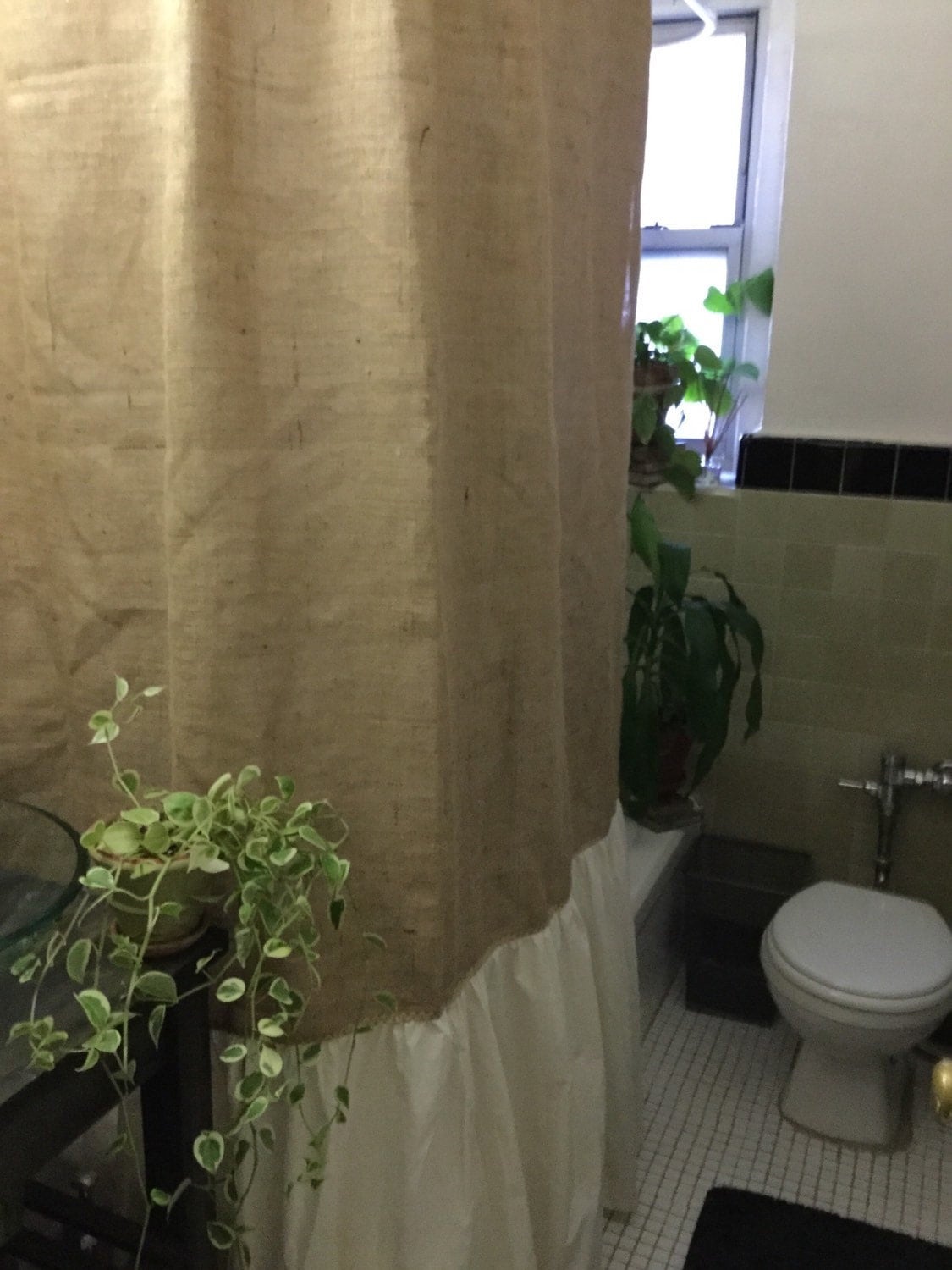 Burlap Shower Curtain Natural Burlap/Muslin by dwabsdesigns