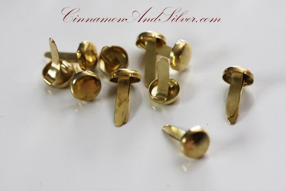 Gold Tone Brass Plated Brad Fasteners for Office or Crafting