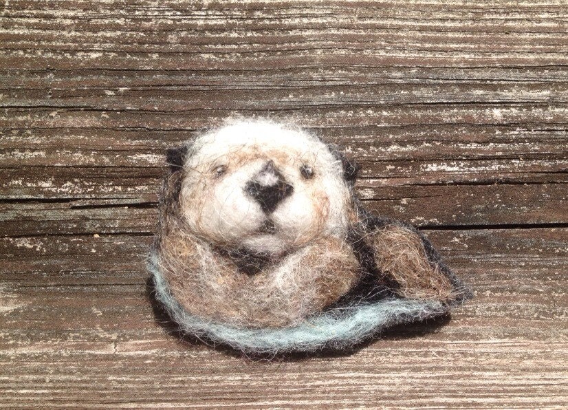 Sea Otter Needle Felted Brooch