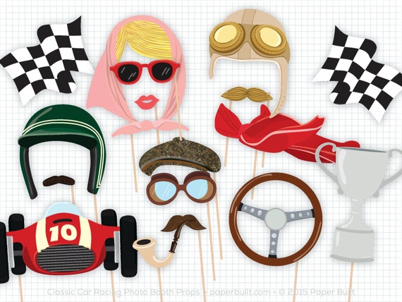 photo themed vintage props Race Car Booth Photo Props, Props, Car Photobooth Classic