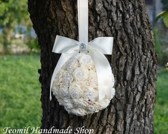 Kissing Ball, Sola Flower Kissing Ball, Pomander, Bridesmaid or Flowergirl Pomander Ivory