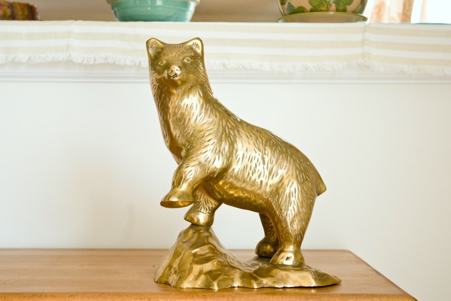 Large Brass Bear Statue 12 1/2 Inches California by VintageRingo