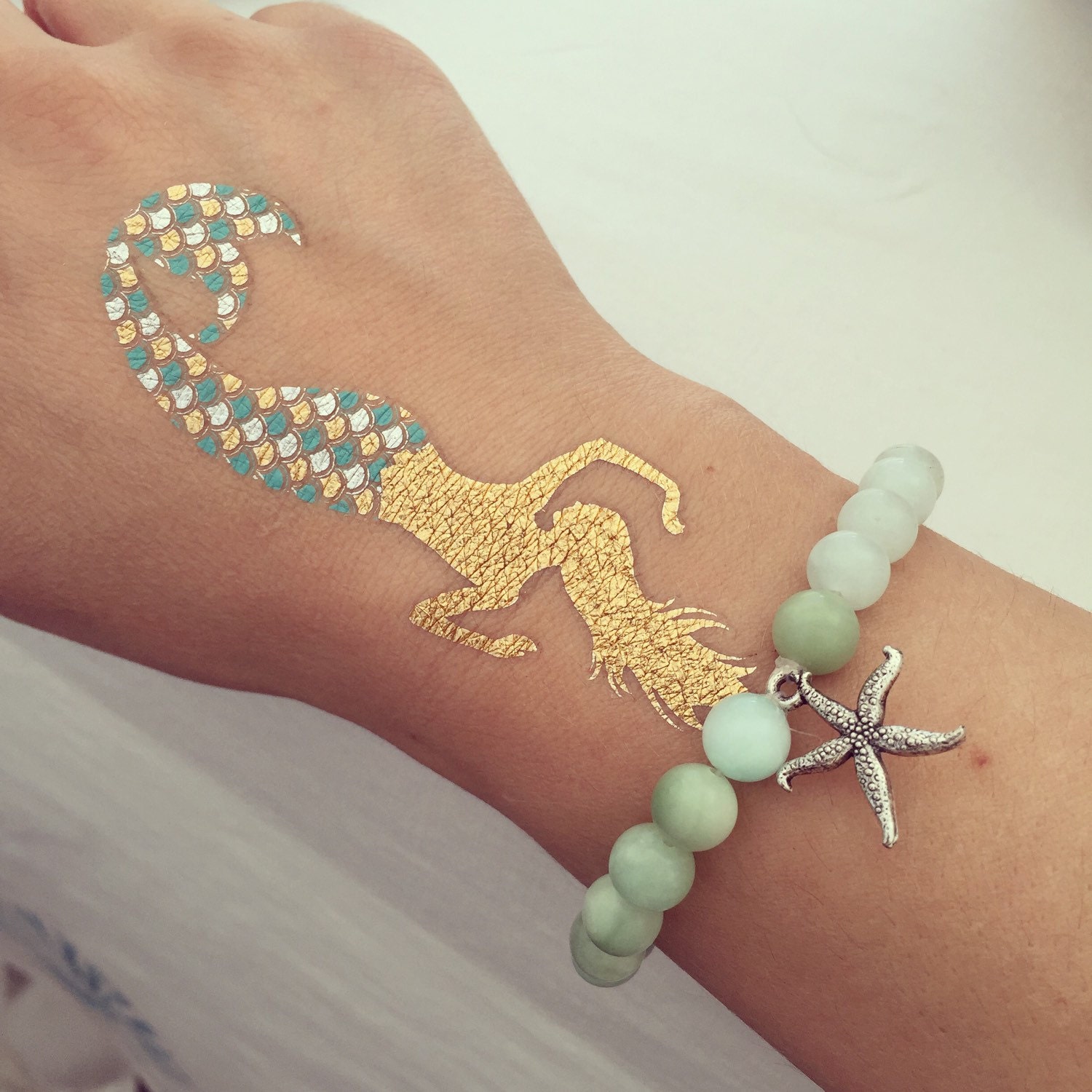 Mermaid Bracelet Beach Charm Bracelet Aqua Bracelet by AKAloha