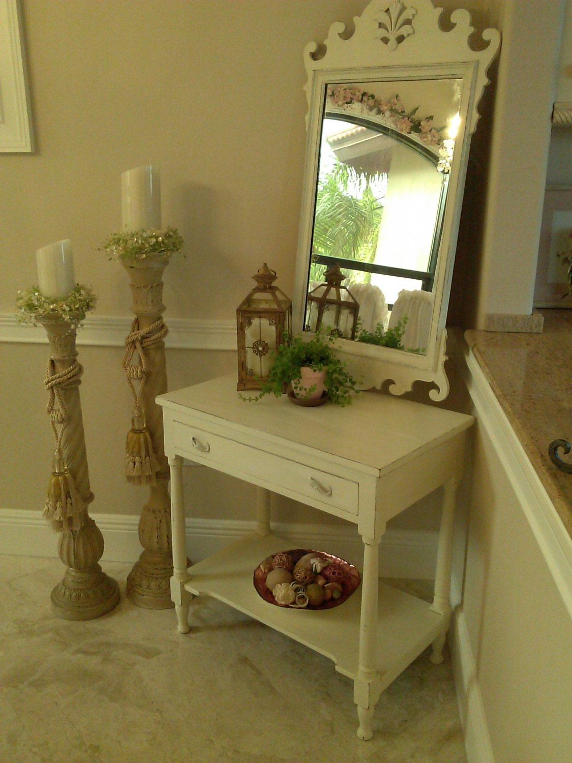 Vintage Table Entryway table Antique Table by RightUpMyAlleyDesign