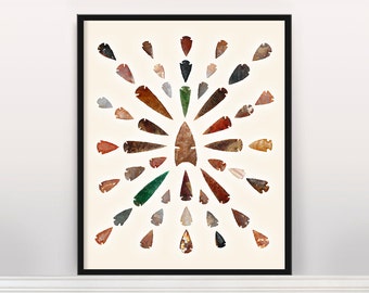 Arrowhead and Spearhead Typology - Native American Art - Native American Design - Arrowhead Poster - Southwestern Art - Arrows - Arrowheads
