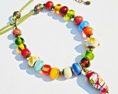 Bohemian Lampwork necklace, Colorful Glass bead necklace, Lampwork Pendant Handmade Hippie Gypsy Boho jewelry, OOAK Gift for Her Bohemian Lampwork necklace, Colorful Glass bead necklace, Lampwork Pendant Handmade Hippie Gypsy Boho jewelry, OOAK Gift for Her