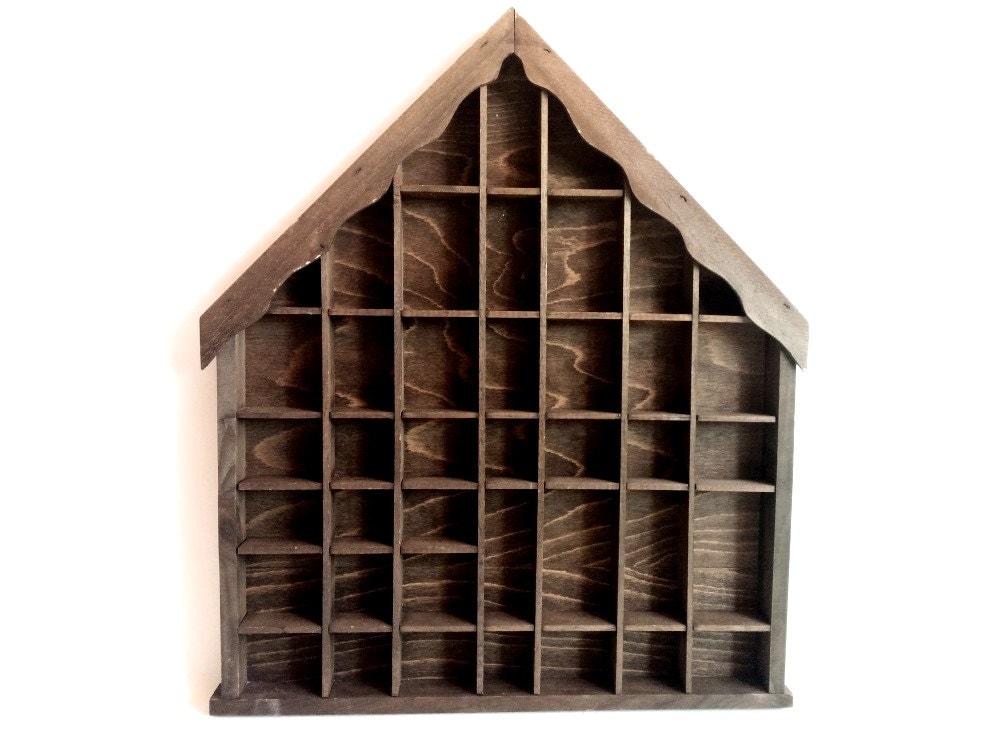 Wooden Wall House Shelf Vintage Thimble Display Shelf Shadow