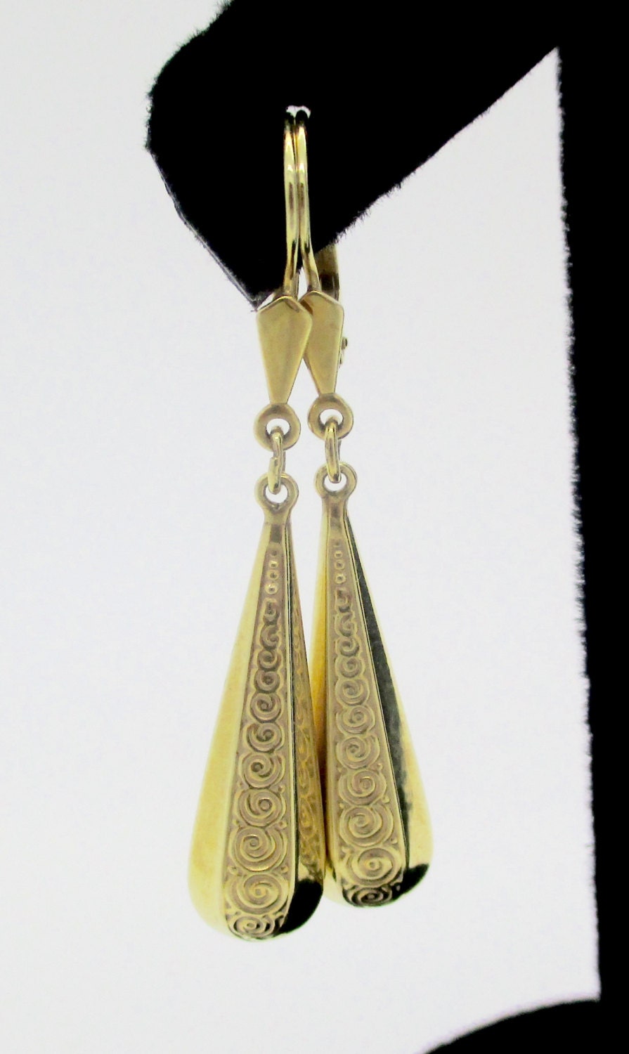 Vintage 14k GOLD DANGLE EARRINGS 14k Yellow Gold Boho Gypsy Style