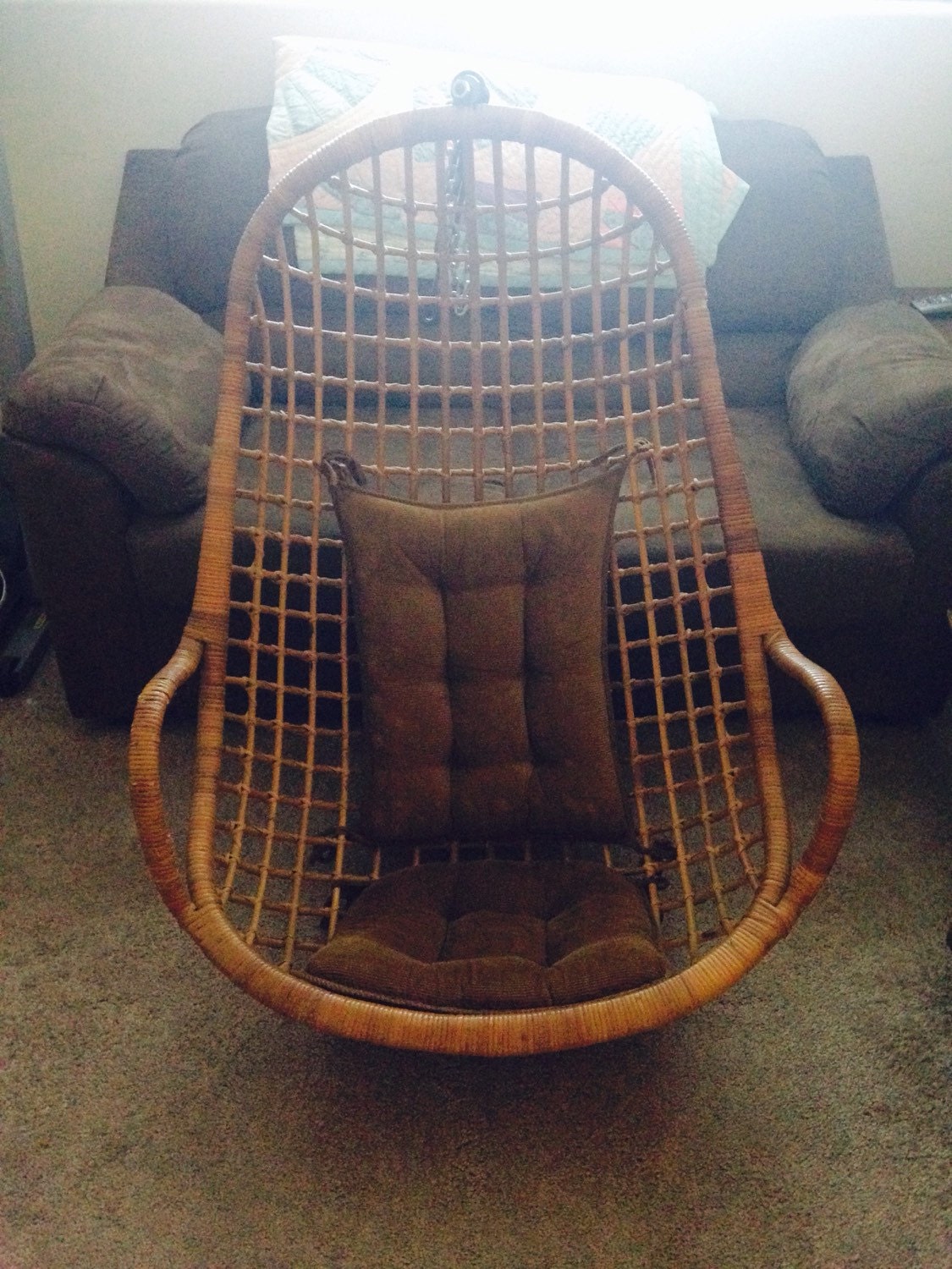 Mid century modern rattan wicker egg shaped chair hanging haute juice