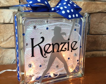 Softball GemLight, Gifts for Softball, Softball Coach Gifts, Fast Pitch Softball, Sports Decor, Personalized