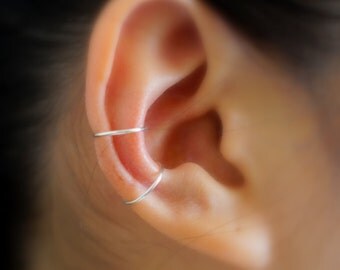 125)No Piercing TWO Cartilage Hoop Ear Cuffs