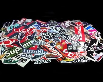 10 RANDOM STICKER PACKAGE Hypebeast Supreme Stussy The Hundreds Undefeated Bape Bathing Ape Box Logo Obey Skateboard Sneakers Nike Jordan