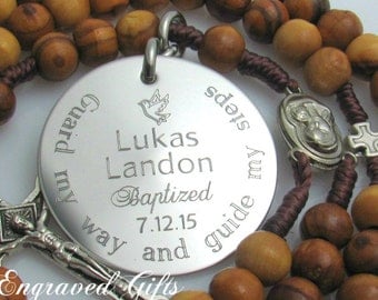 Unique Baptism Gift for Godparents, Personalized Godparents Gift, Baptism Gift Boy, Confirmation Sponsor Gift, Rosary Medallion Keepsake Z1
