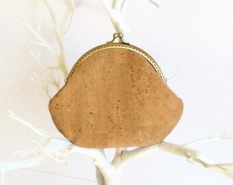 Cork Clutch Purse / Eco Friendly Purse / Metal Frame Cork Wallet / Gift Idea