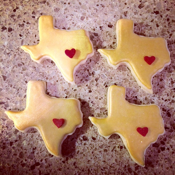 Custom Texas State Cookies 1 Dozen 12 Custom Sugar Cookies