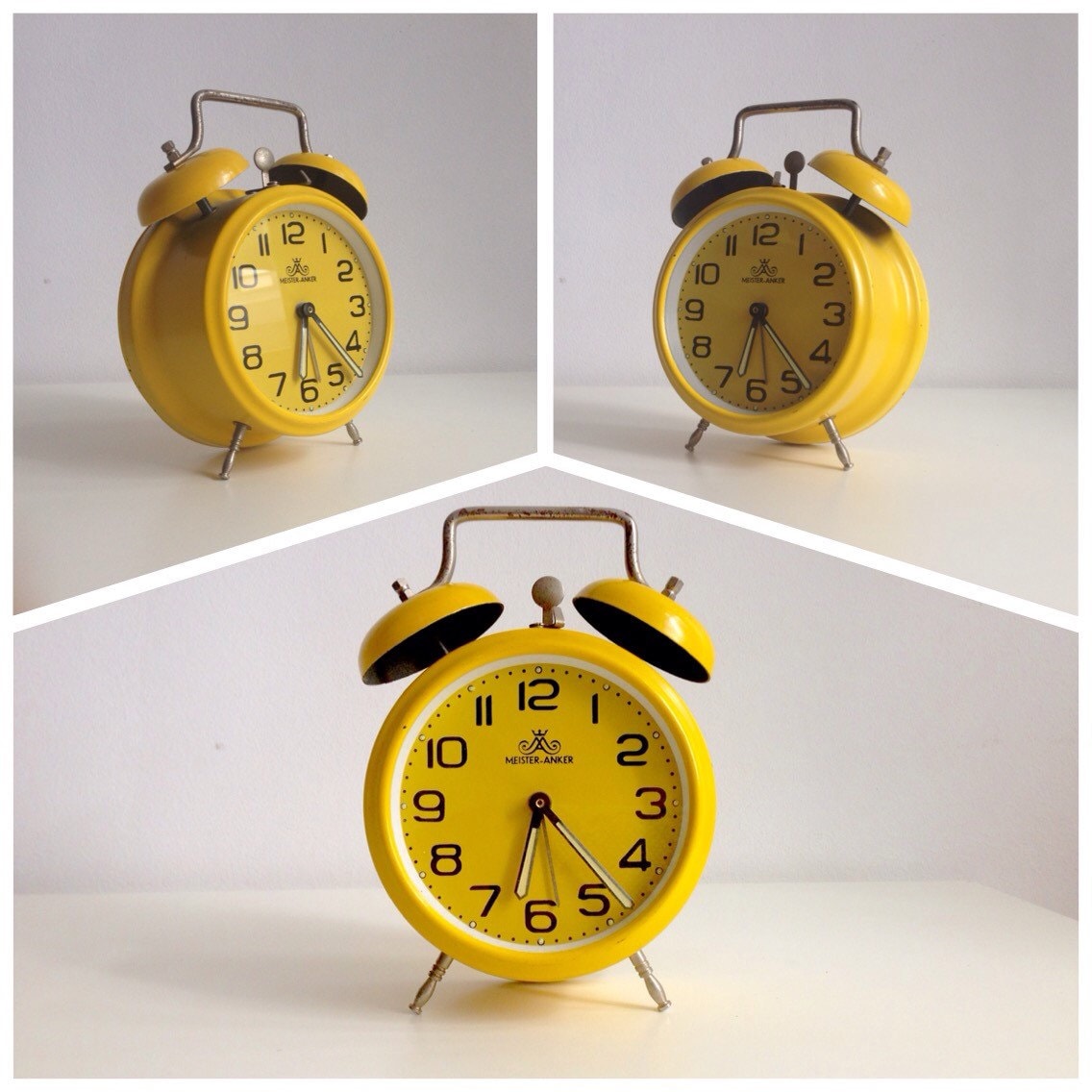 Big VINTAGE ALARM CLOCK Big Yellow Alarm by RedChiliPeppers