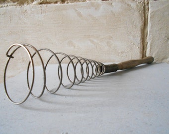 French antique egg beater, hand whisk, old wire whipper, rustic eggwhisk. French Country decor.