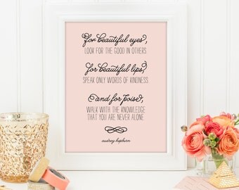 Audrey Hepburn Quote Print, Printable art wall decor, Inspirational quote poster - Instant Download