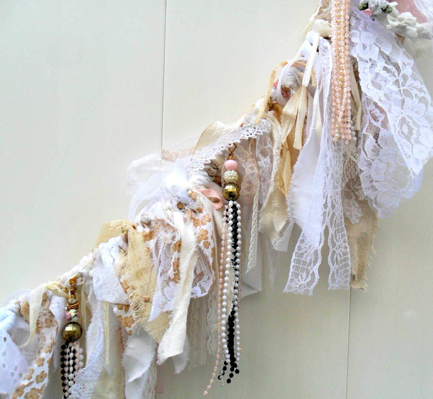 lace garland tassel garland rag garland by DownSouthChicDecor