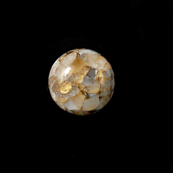 13mm Copper Calcite Cabochons Round Beautiful Ivory and Gold