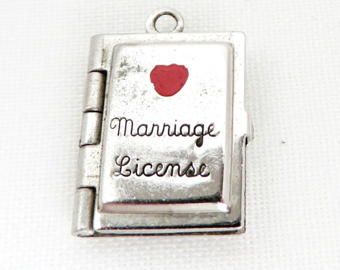 Vintage Marriage License Charm, Sterling Silver Locket