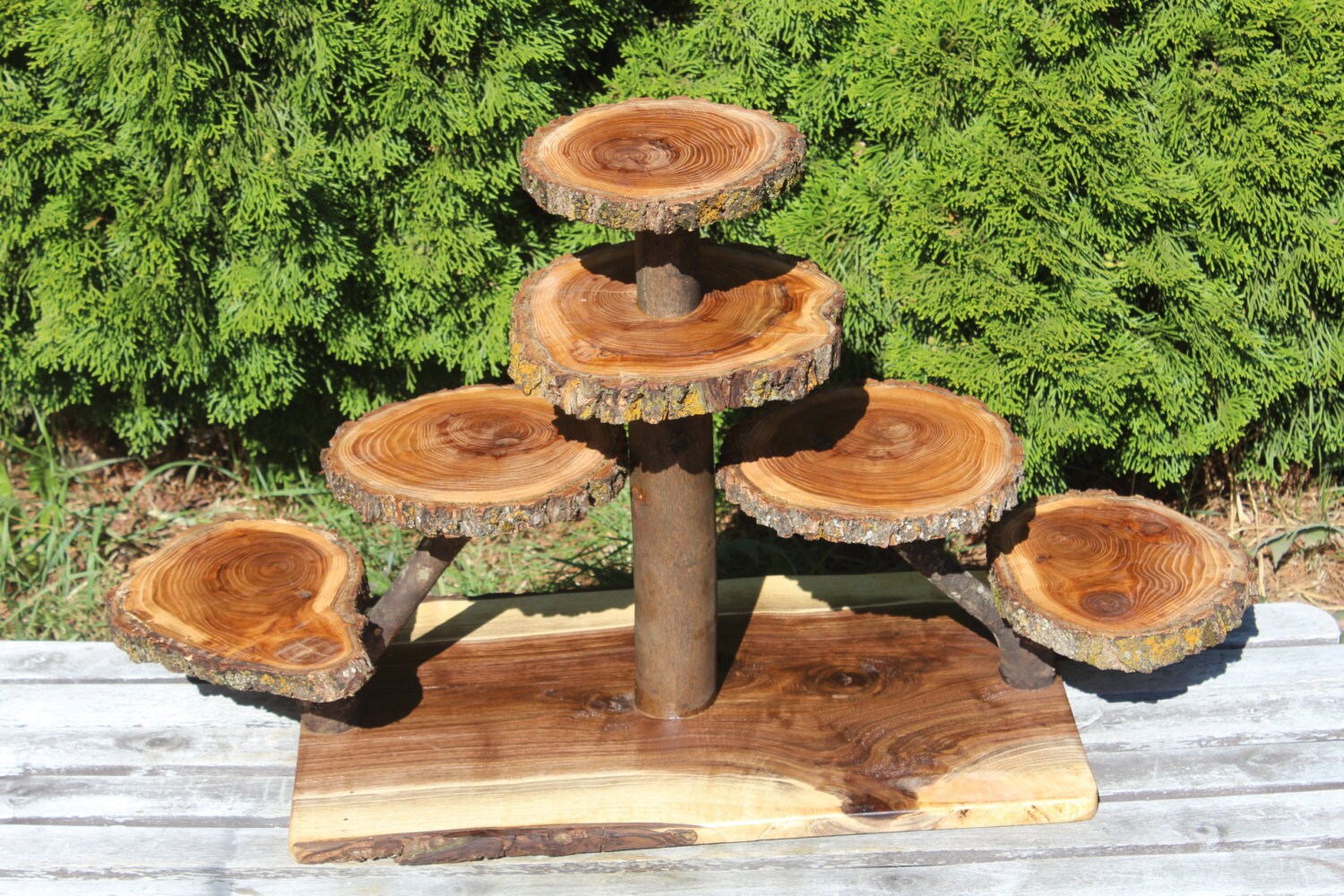 Large Log Elm Wood Rustic Cake 90 Cupcakes Pie Stand Wedding Shower Wooden 7 Tiered Collapsible Lumberjack Party Boho Wild Things Are Large Log Elm Wood Rustic Cake 90 Cupcakes Pie Stand Wedding Shower Wooden 7 Tiered Collapsible Lumberjack Party Boho Wild Things Are