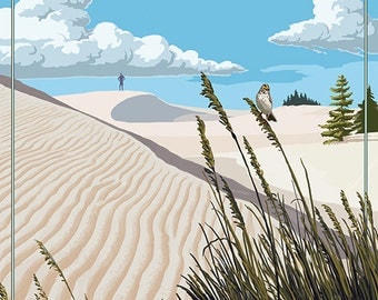 Grover Beach, California - Sand Dunes Day Scene (Art Prints available in multiple sizes)