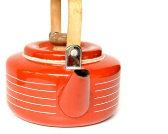 Sale, Vintage Tea Kettle, Tea Kettle Enamel, Tea Kettle Vintage, Enamel Ware, Enamel Kettle, Kitchen Decor, Rustic Home Decor