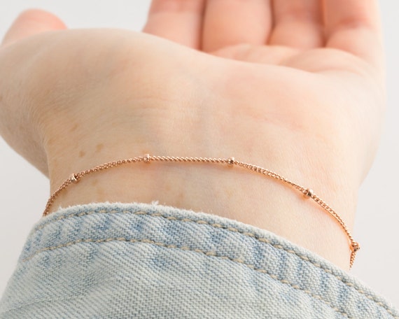 Thin rose layering chain  bracelet layering  gold bracelet,  Dainty Rose  gold  bracelet bracelets