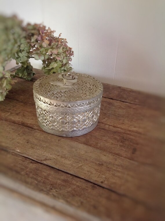 Small Ornate Potpourri HolderVintage Tin Mesh ContainerGift