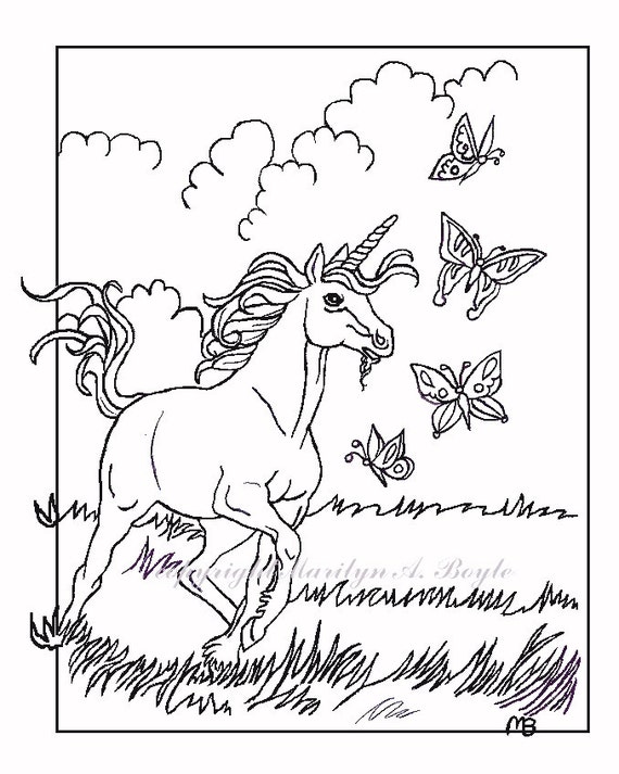 Download ADULT COLORING PAGE Unicorn fantasy unicorn chasing