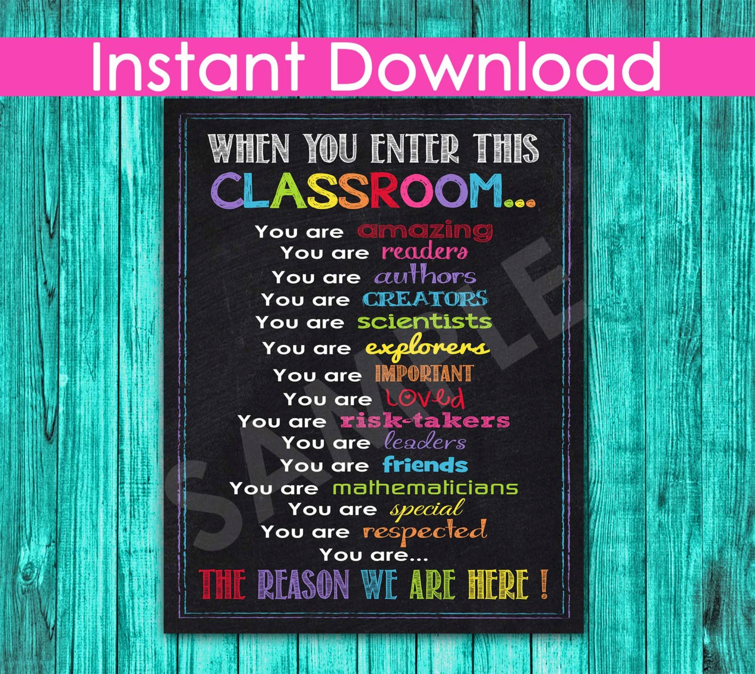 When You Enter This Classroom Rules Sign INSTANT DOWNLOAD