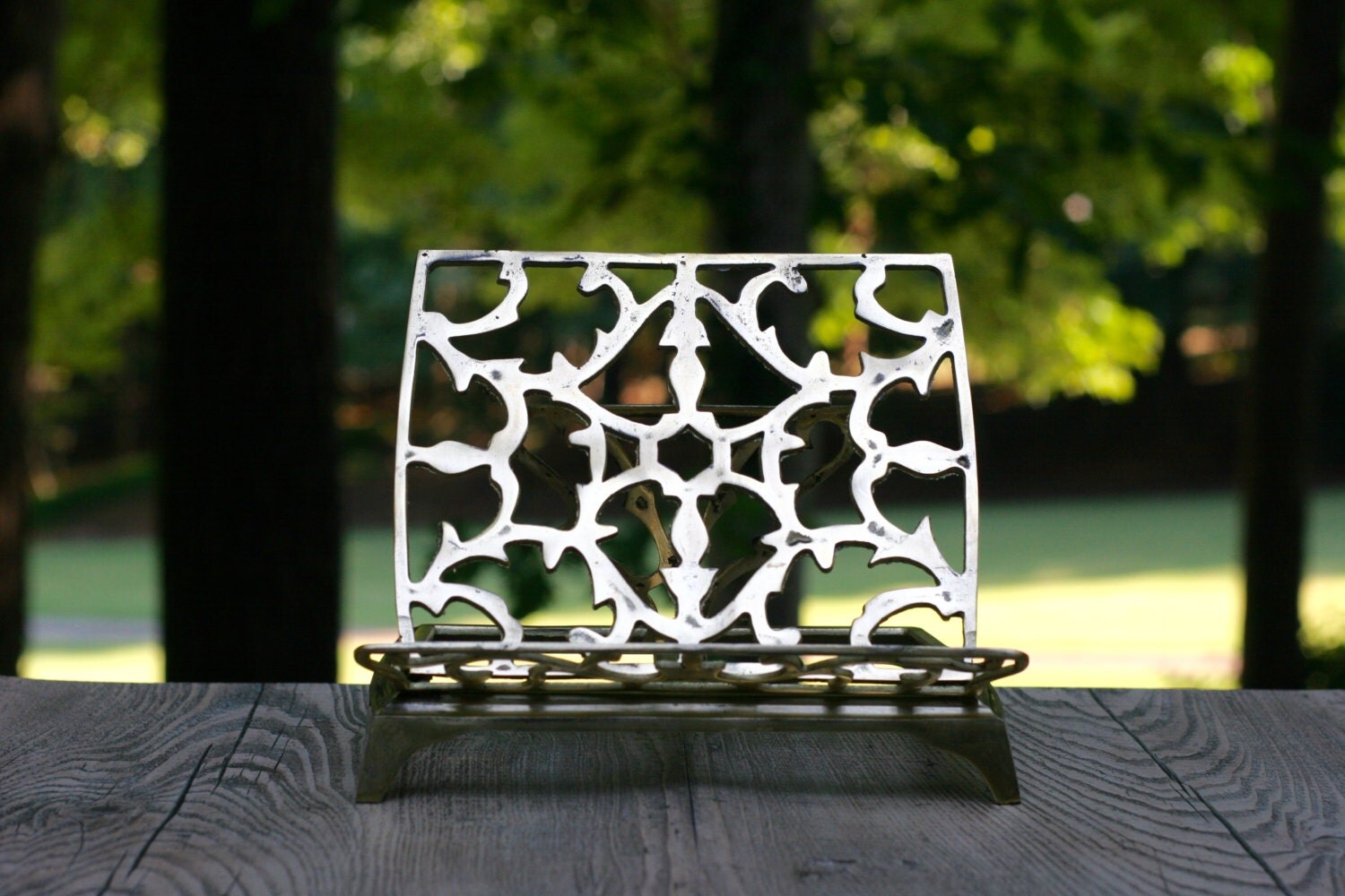 Vintage Brass Tabletop Book Stand / Adjustable by theretrobeehive