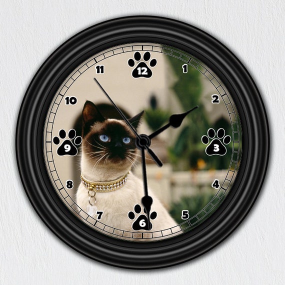Siamese Cat Unique Wall Clock Handmade Gift Pet by ClocksGalore