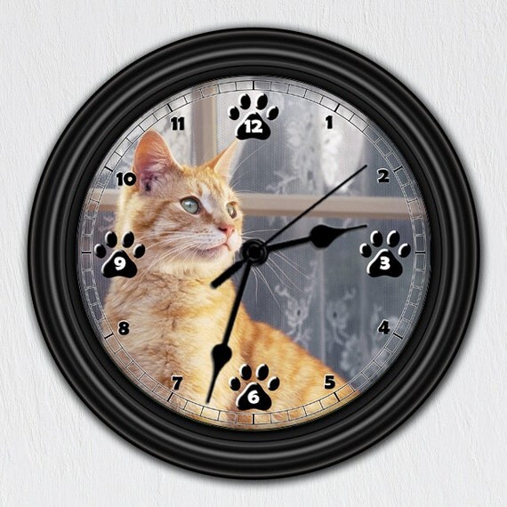 Tabby Cat Unique Wall Clock Handmade Gift Pet by ClocksGalore