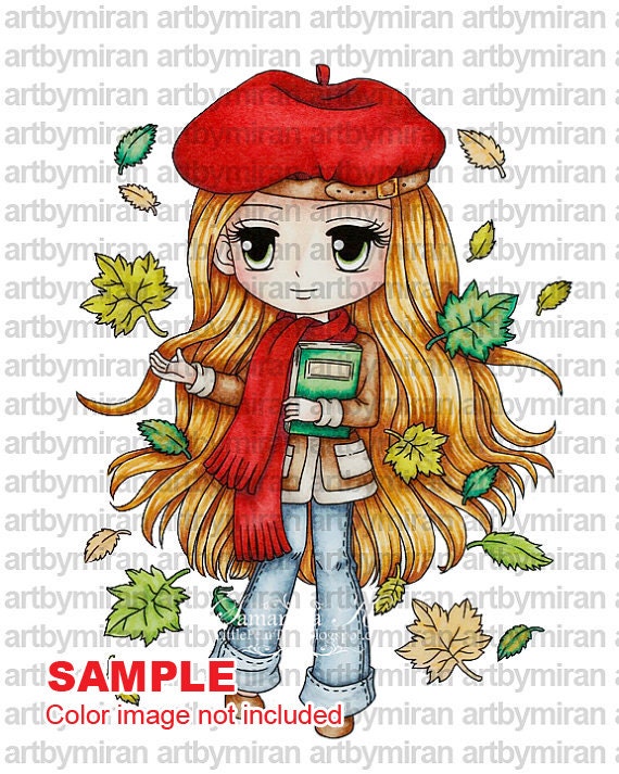 Digital Stamp-Autumn's Memoirs(#112), Digi Stamp, Coloring page, Printable Line art for Card and Craft Supply