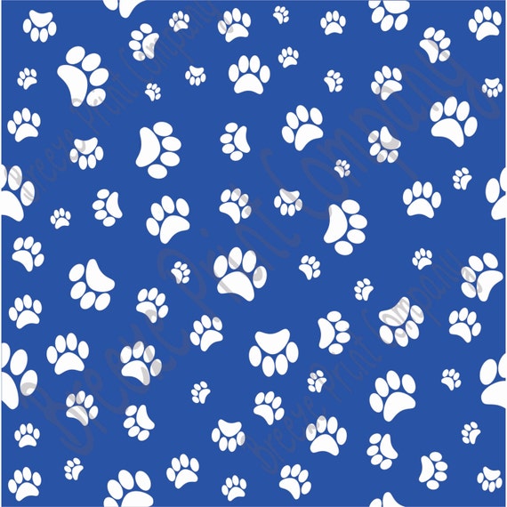 Blue with white paw prints heat transfer or adhesive vinyl