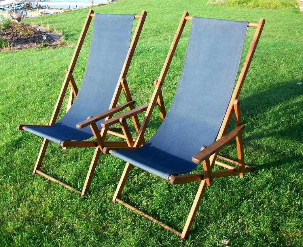 Beach Deck Chairs Price Reduced 2 Vintage by VioletRooster