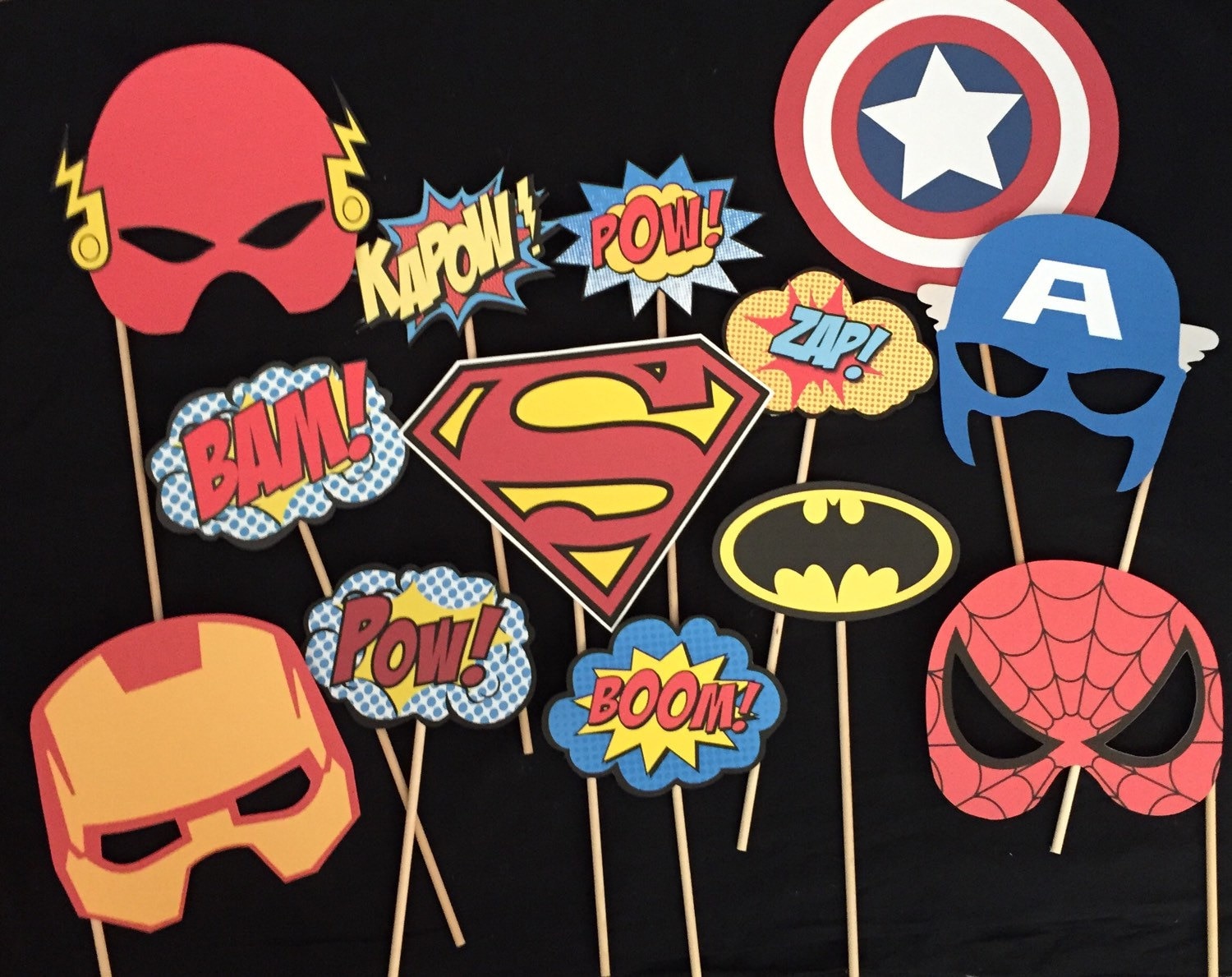 Superhero Themed Photo Booth Props by IGotMadProps on Etsy