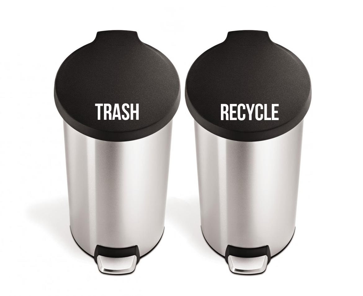 Set of Two Trash Can Labels Trash and Recycle Premium