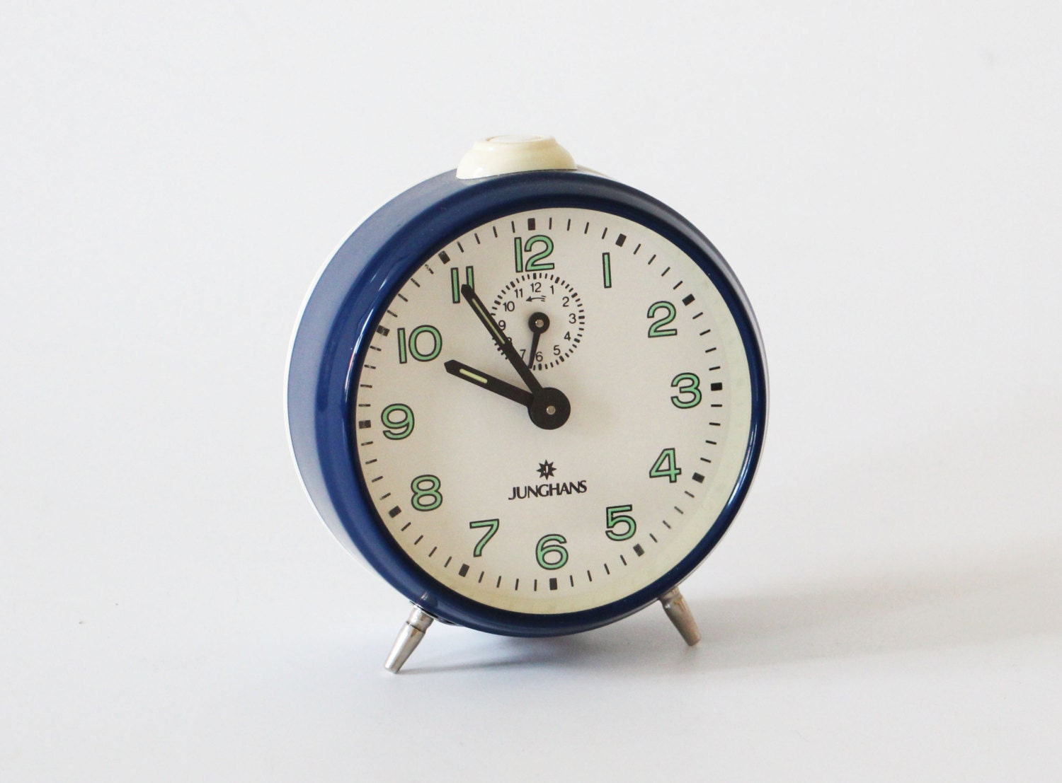 Vintage JUNGHANS alarm clock blue Made in Germany mid century
