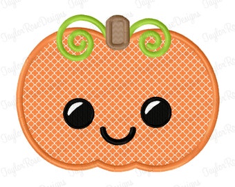 Happy Pumpkin Applique Machine Embroidery Design 4x4 5x7 6x10 Halloween Fall Thanksgiving INSTANT DOWNLOAD