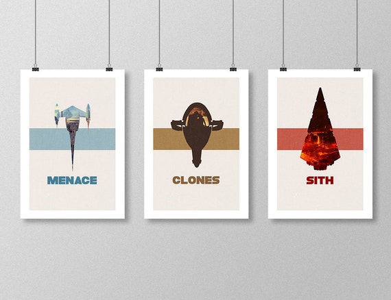 STAR WARS Inspired Prequel Trilogy Minimalist Movie Poster STAR WARS Inspired Prequel Trilogy Minimalist Movie Poster