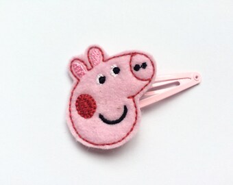 Pink Piggy Hair Clip - Toddler Hair Clip - Pink Hair Clip Barrette -Pink Snap Clip - Felt Pig Clippie - Toddler Clippie - Cute Clippie