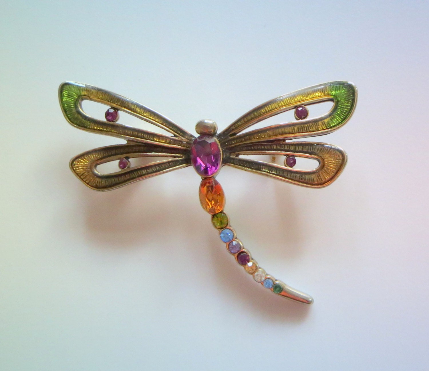 Dragonfly Brooch Vintage Multicolor by baublology on Etsy