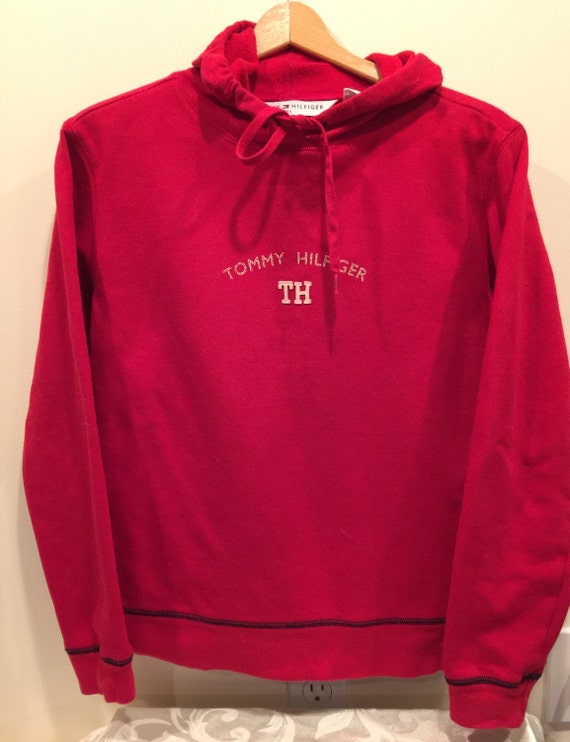 womens red tommy hilfiger hoodie