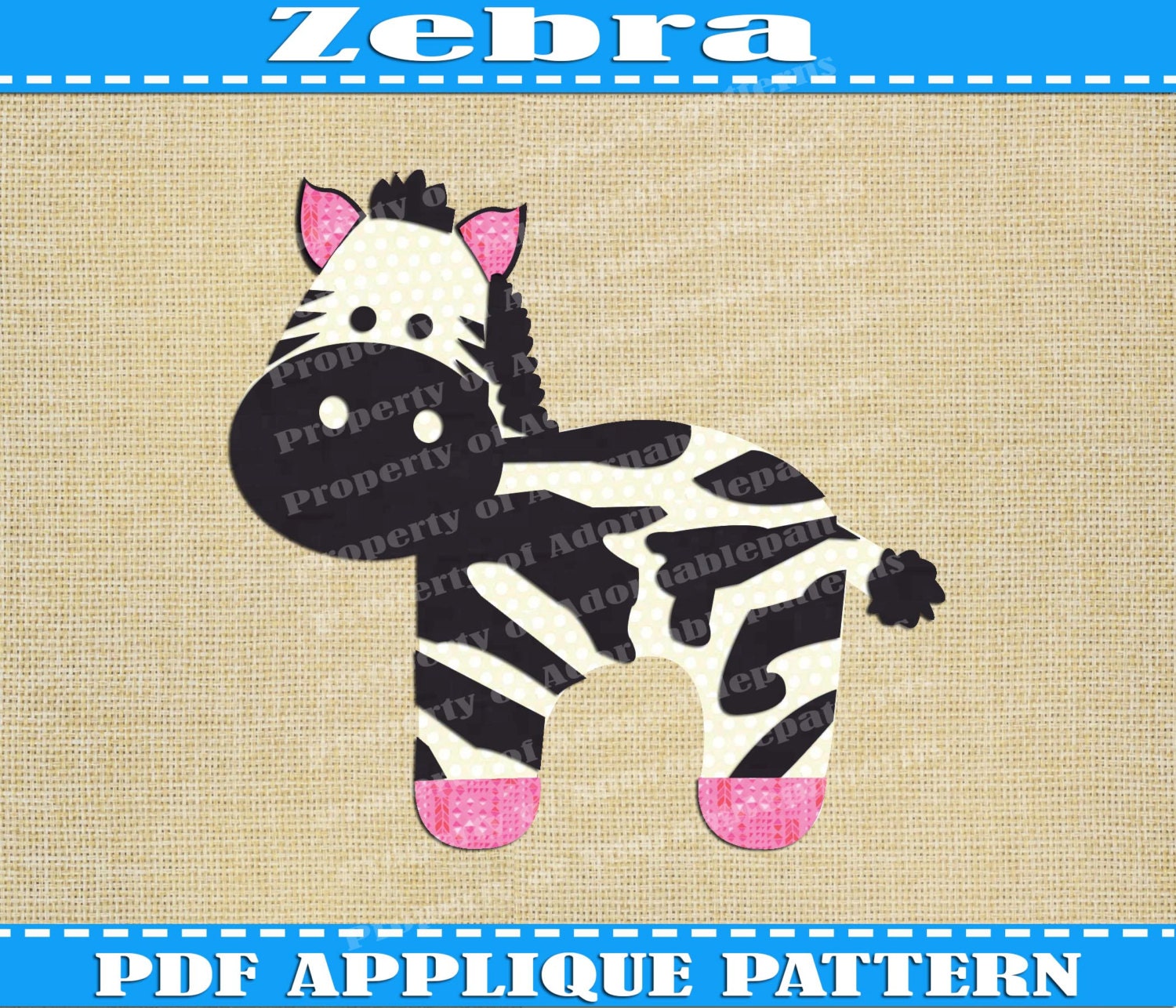 Zebra Applique Pattern Template PDF by AdornablePatterns on Etsy